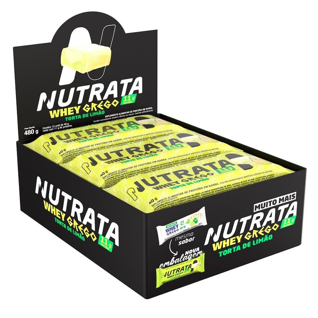 Whey Grego Bar Torta de Limão - Nutrata 12 un.