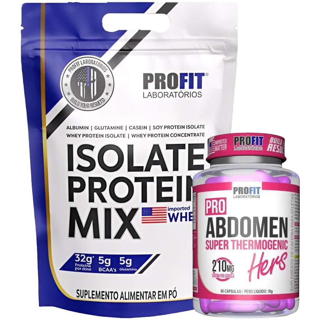 WHEY ISOLADO 900G l TERMOGÊNICO PRO ABDOMEN HERS 60 CÁPSULAS l PROFIT