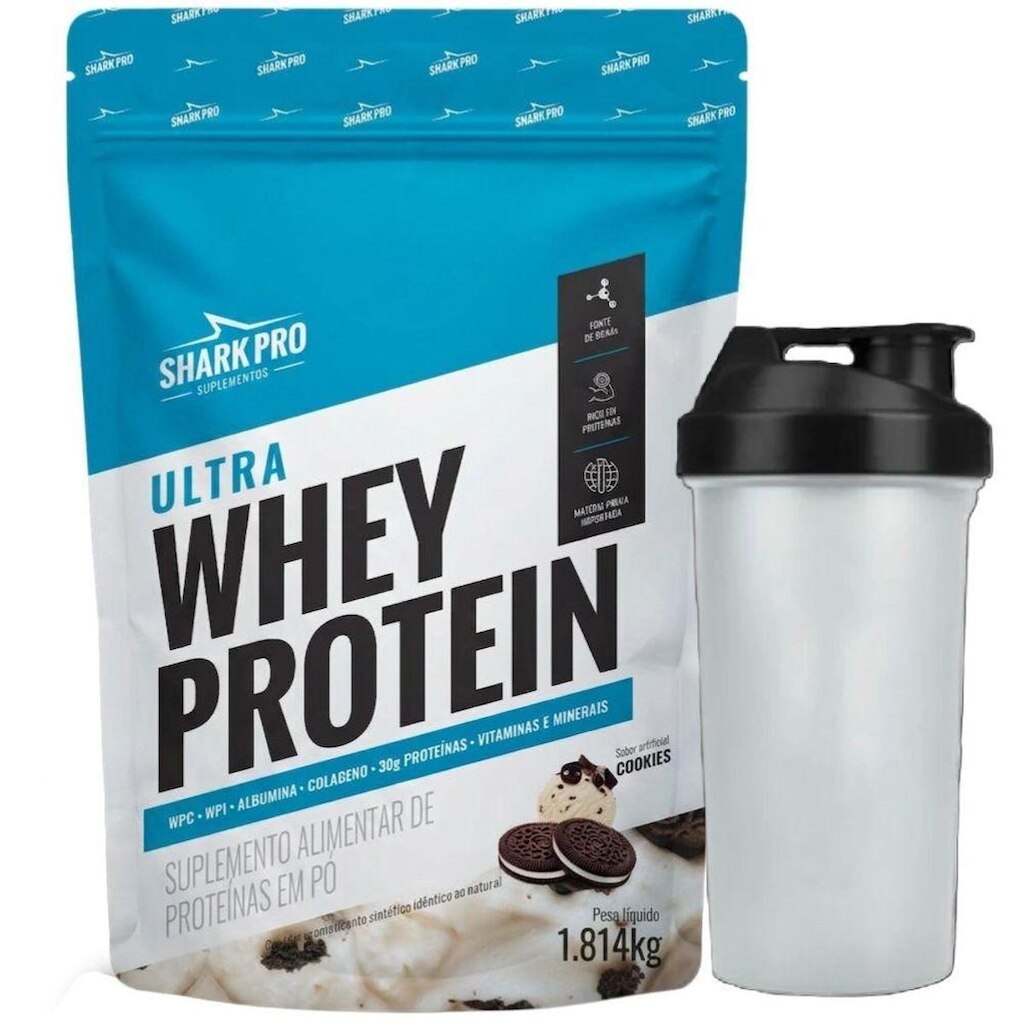 Whey Isolado Concentrado Cookies 1.8kg Coqueteleira - Shark