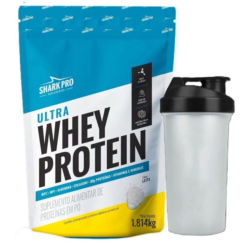 Whey Isolado Concentrado Leite 1.8kg Coqueteleira - Shark