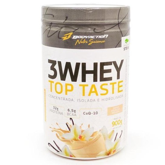 Whey Isolado, Hidrolisado e concentrado 3 whey Top taste Body action Baunilha Menor preço em Whey Isolado, Hidrolisado e concentrado 3 whey Top taste Body action Baunilha