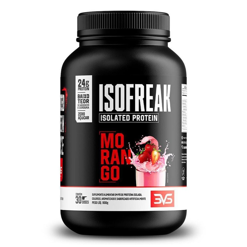 Whey Isolado Isofreak 900g Sabor Morango 3VS Nutrition