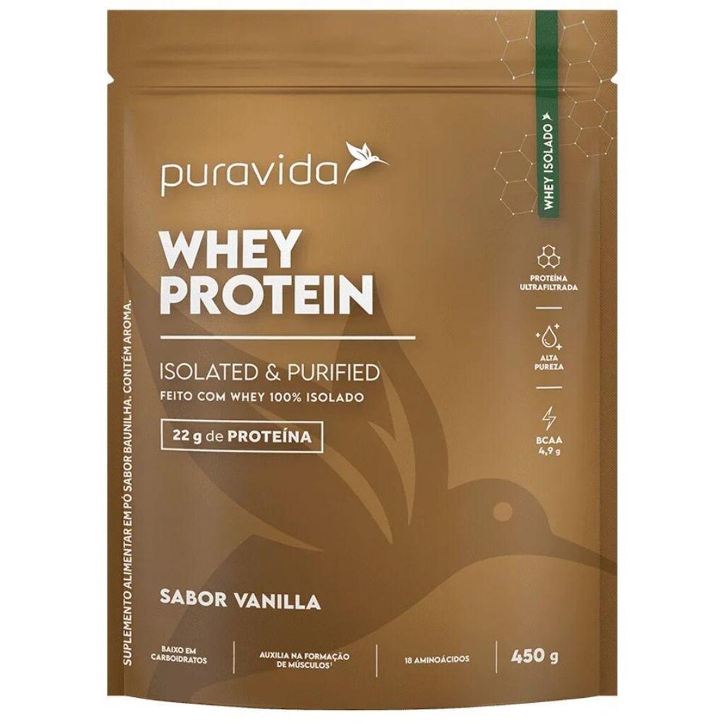 Whey Isolado Ultrafiltrado Baunilha 450g - PuraVida