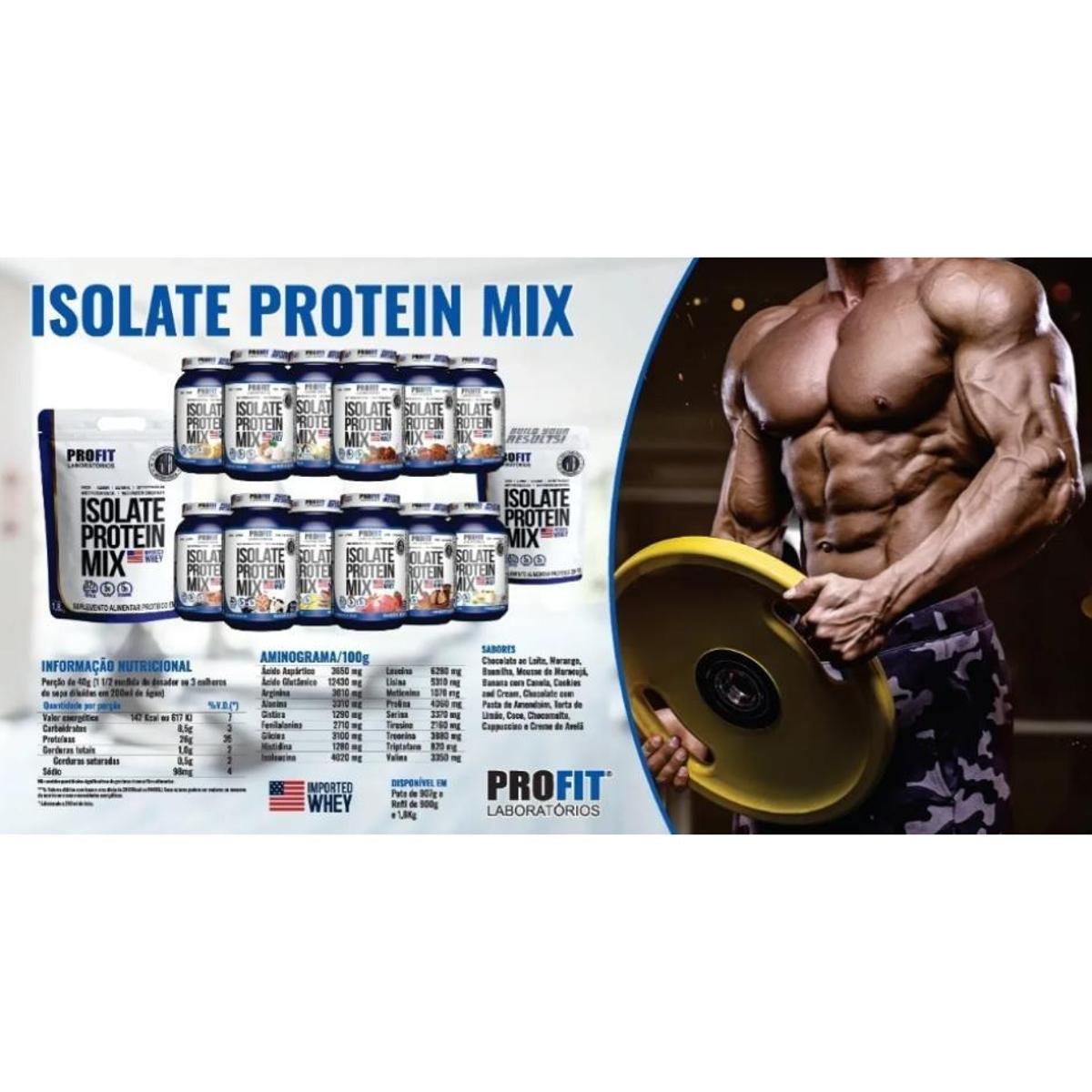Whey Isolate Protein Mix Refil 900g Profit Labs Morango Netshoes