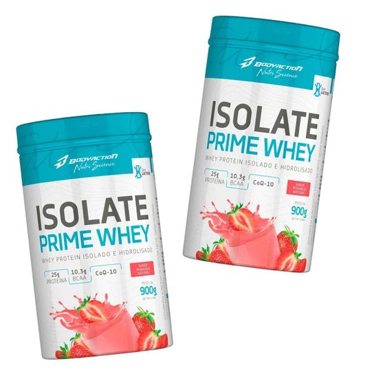 Whey Isolate Sem Lactose Sabor Morango 900g Bodyaction Morango Netshoes