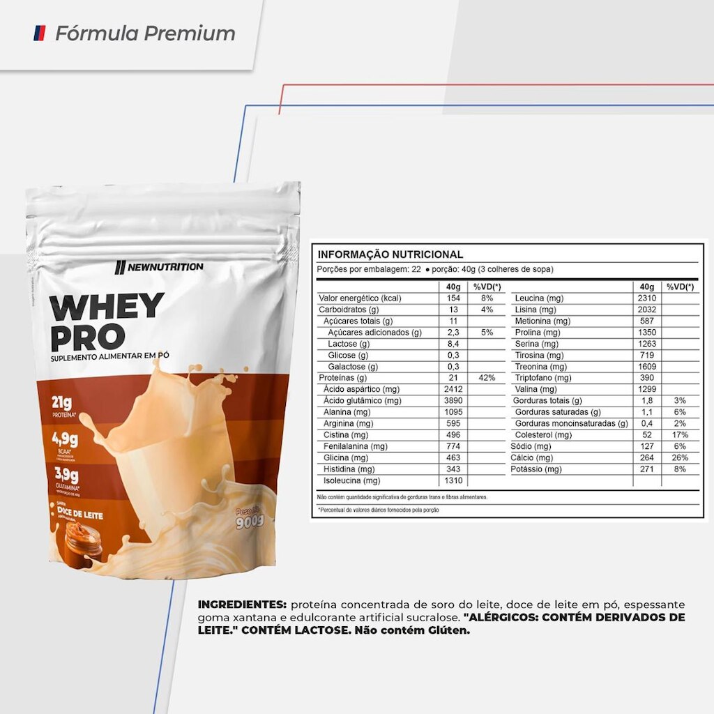 Whey Pro 60% 900g Doce de Leite Newnutrition