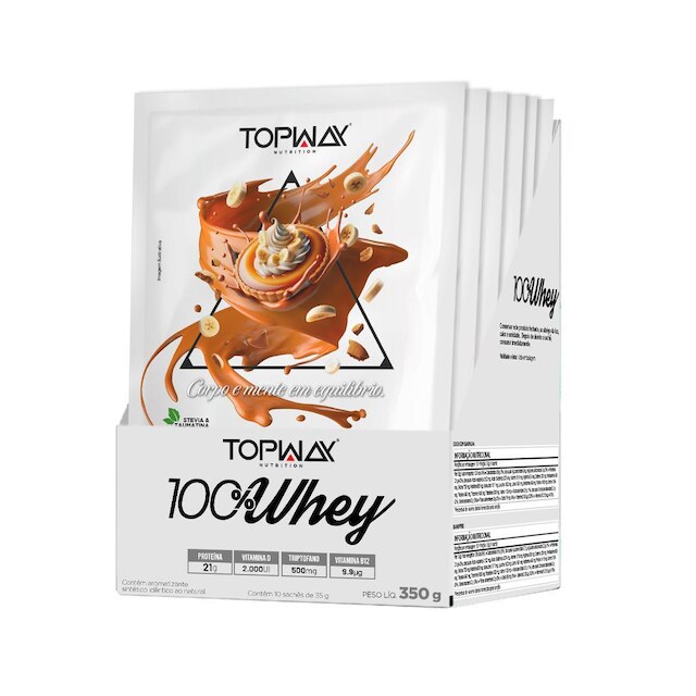 Whey protein 100% banoffee caixa com 10 sachês de 35g topway