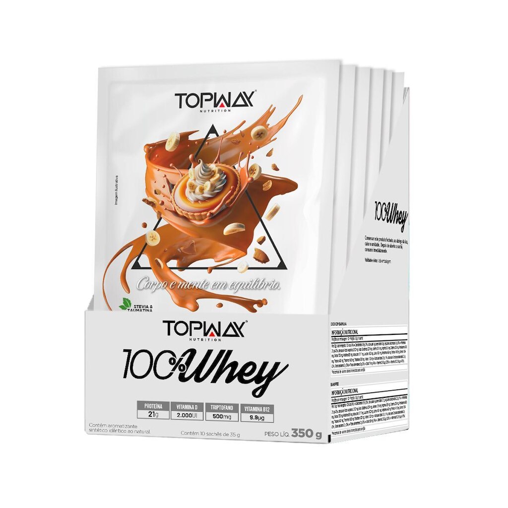 Whey protein 100% banoffee caixa com 10 sachês de 35g topway