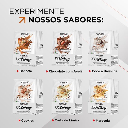Whey Protein 100% Chocolate E Avelã 10 Sachês De 35G Topway