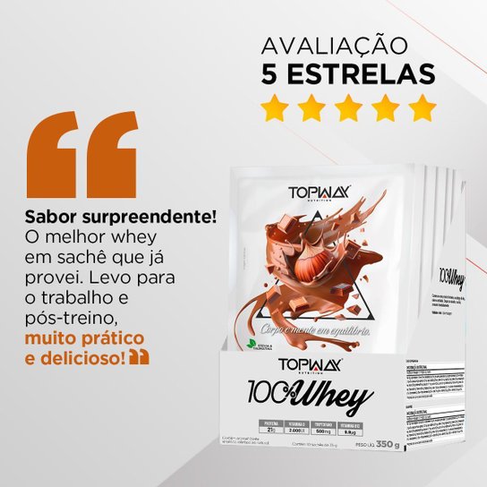 Whey Protein 100% Chocolate E Avelã 10 Sachês De 35G Topway