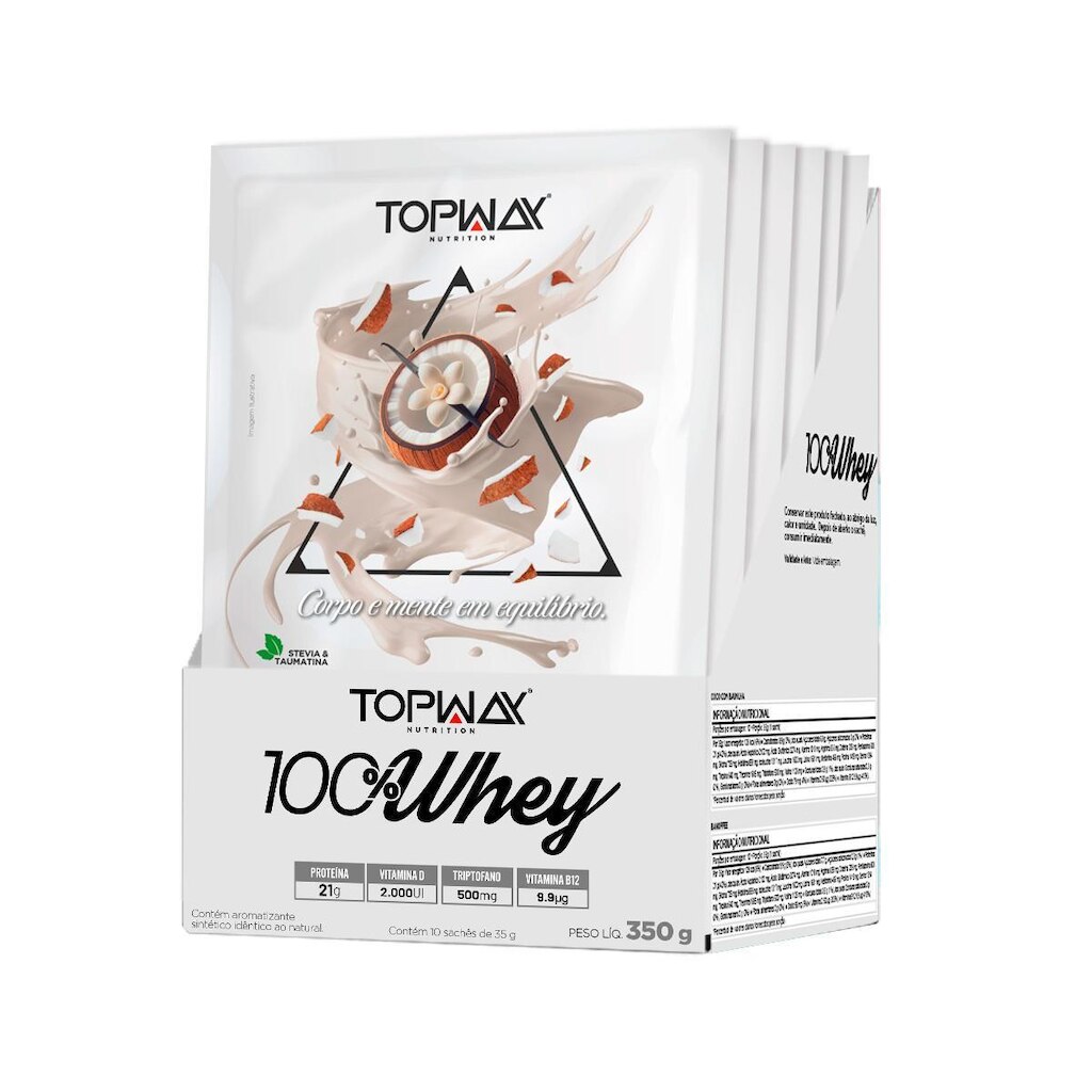 Whey Protein 100% Coco E Baunilha 10 Sachês De 35G Topway