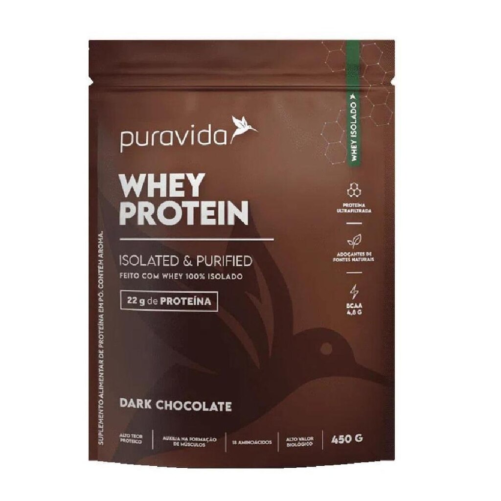 Whey Protein 100% Isolado Dark Chocolate Puravida 450g