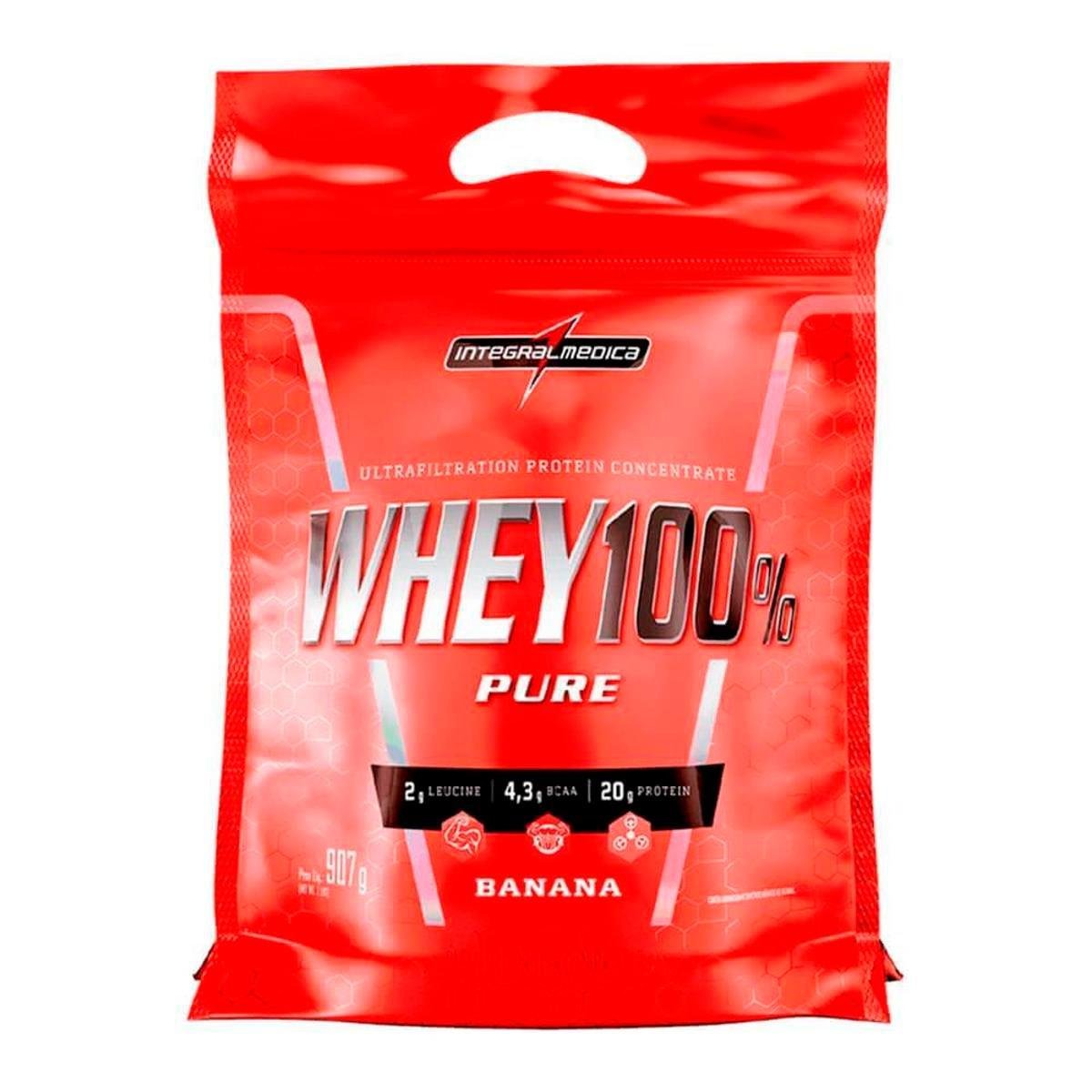 Whey Protein 100 Pure Banana IntegralMédica Refil 907g Banana Netshoes