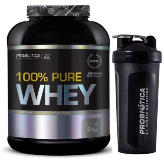Whey Protein 100% Pure Whey 2kg + Coqueteleira 600ml Probiótica Menor preço em Whey Protein 100% Pure Whey 2kg + Coqueteleira 600ml Probiótica