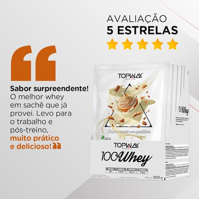 Whey protein 100% torta de limão com 10 sachês de 35g topway
