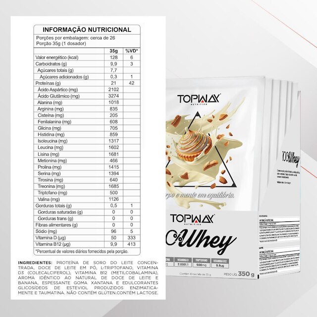 Whey protein 100% torta de limão com 10 sachês de 35g topway