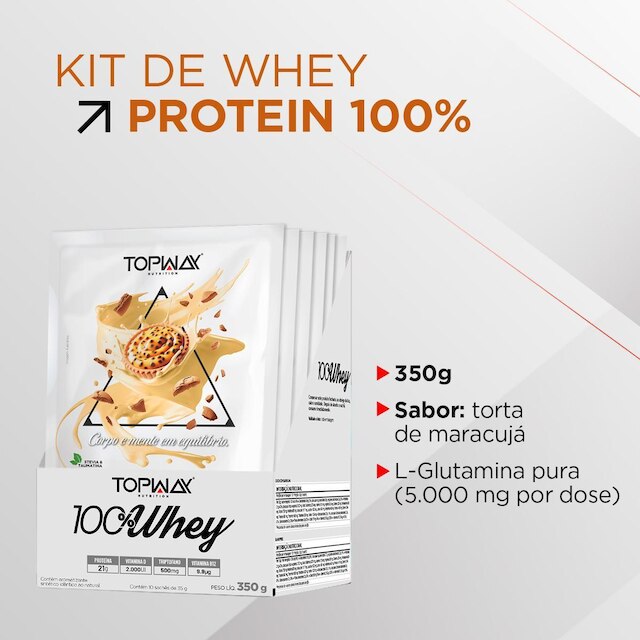 Whey protein 100% torta de maracujá 10 sachês de 35g topway