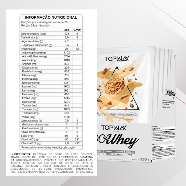 Whey protein 100% torta de maracujá 10 sachês de 35g topway