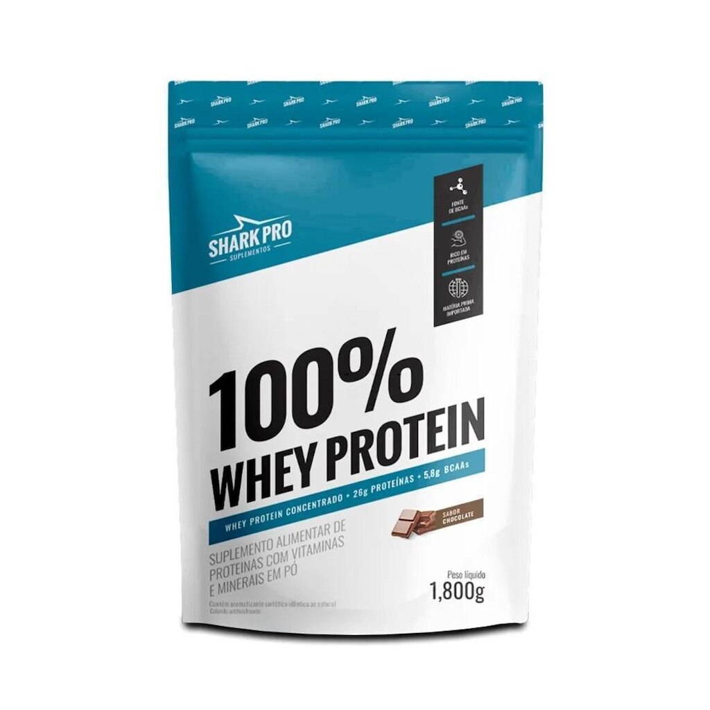 Whey Protein 100% Whey Refil 1800g Sabor Chocolate Shark