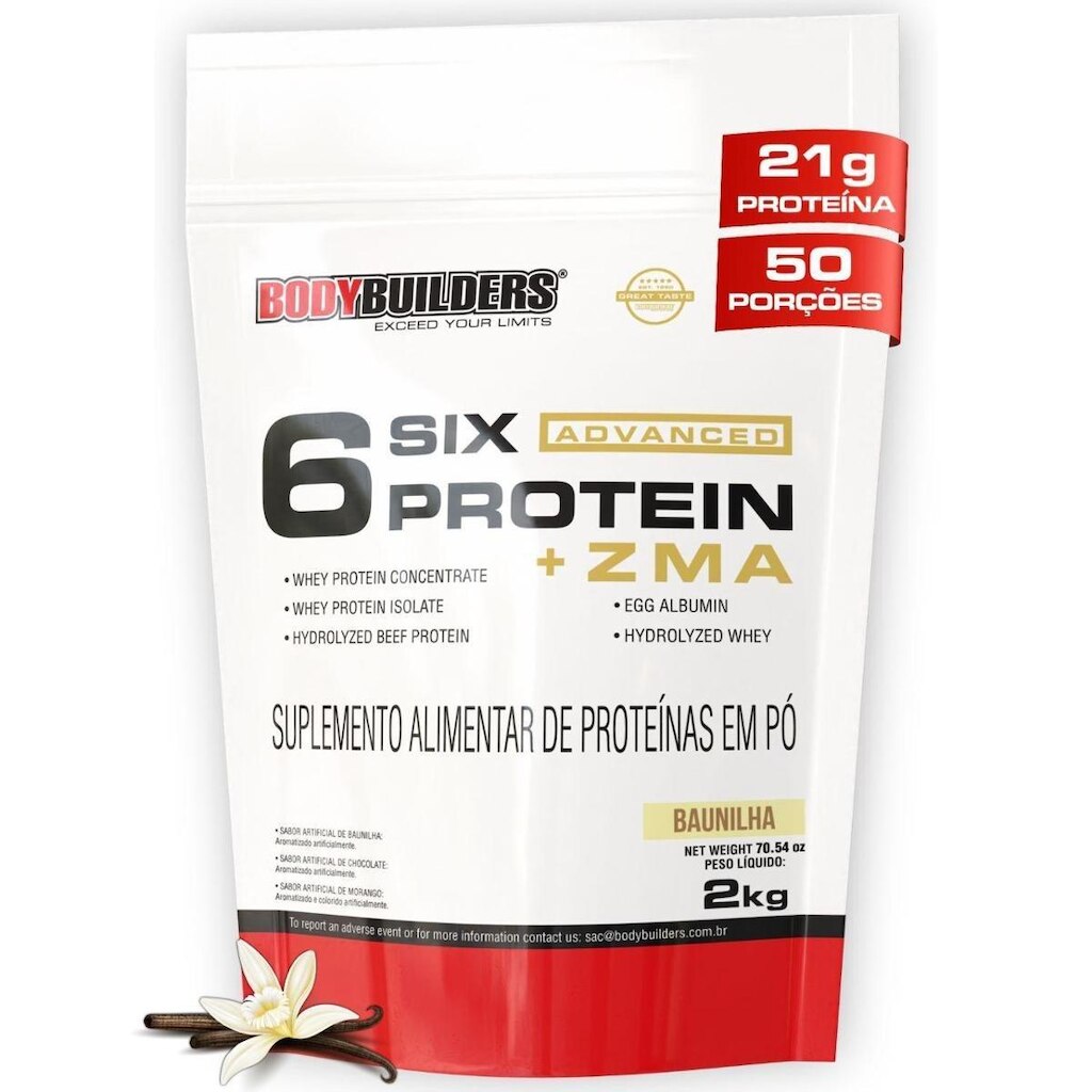 Whey Protein 6 Six Protein Advanced c/ ZMA 2kg - Bodybuilders