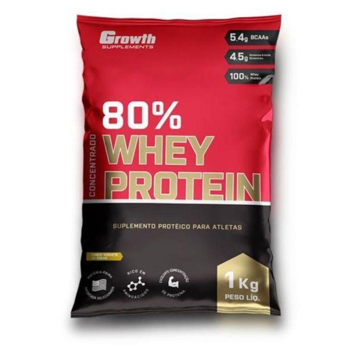 Whey Protein 80% Growth Supplements Menor preço em Whey Protein 80% Growth Supplements