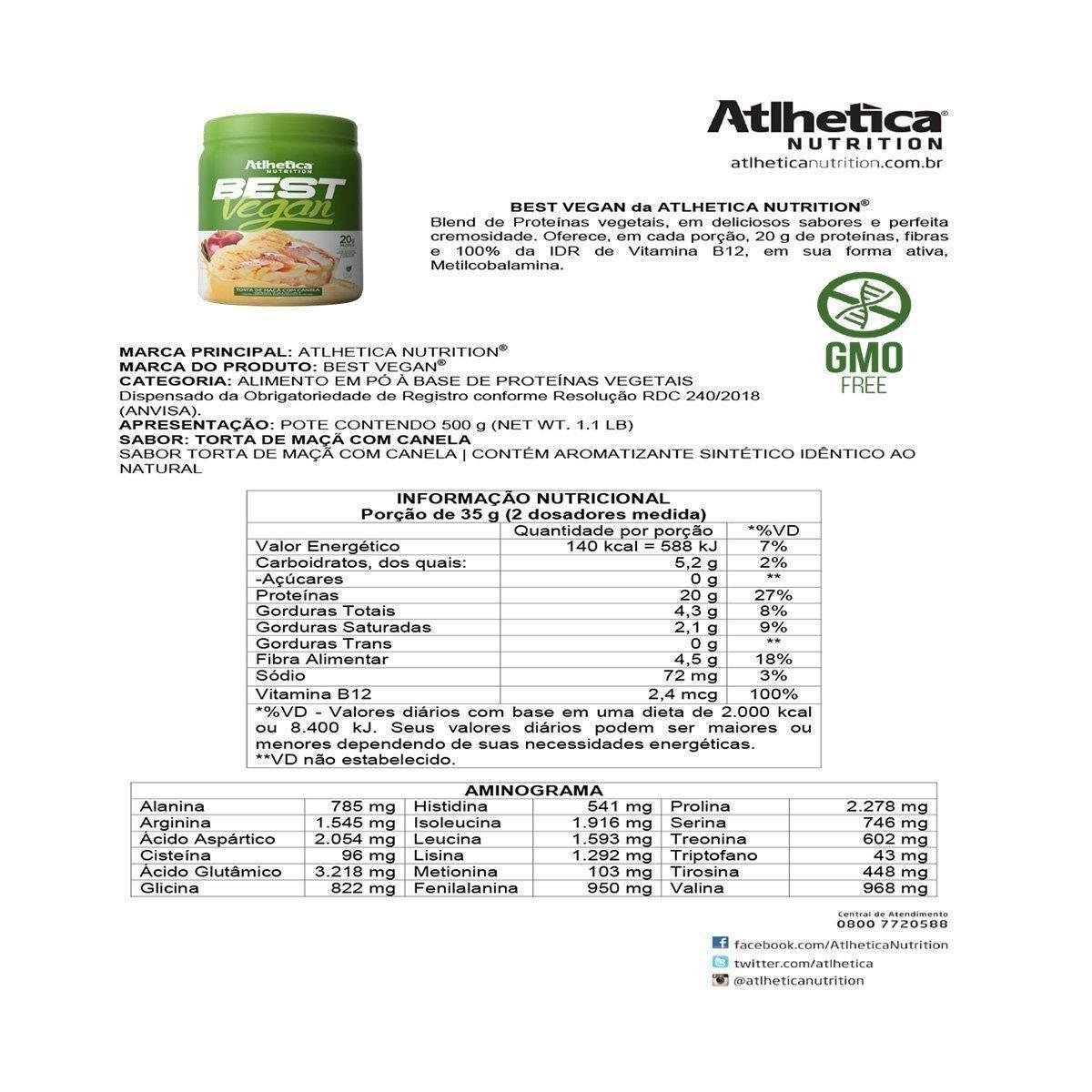 Whey Protein Best Vegan 500g - Atlhetica Nutrition - 1