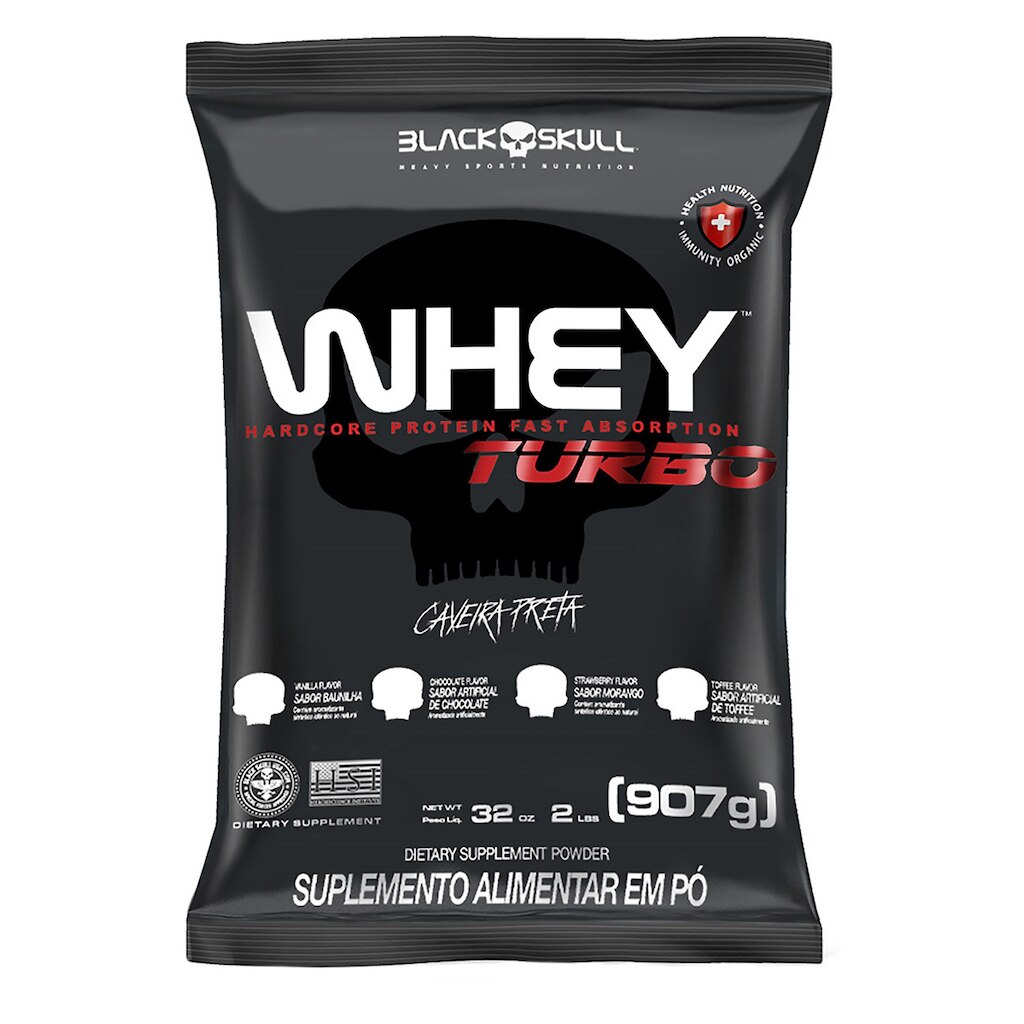 Whey Protein Black Skull Turbo 907G Refil Almofada