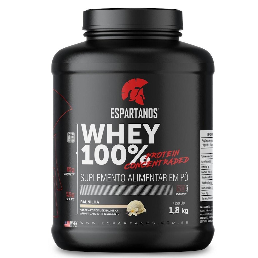 Whey Protein Concentrado 100% Pure WPC 80 - 1,8KG - Espartanos