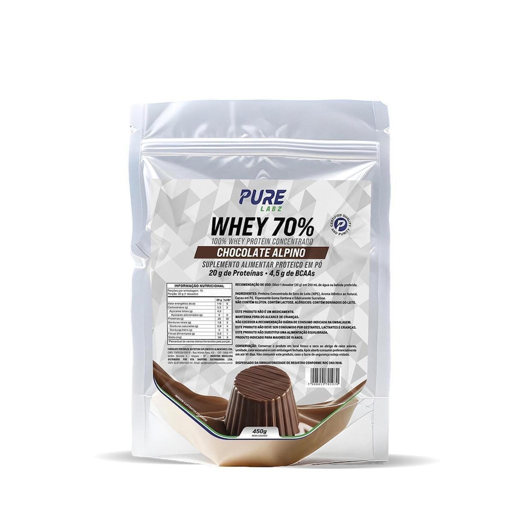 Whey Protein Concentrado 70% 450g Pure Athletic