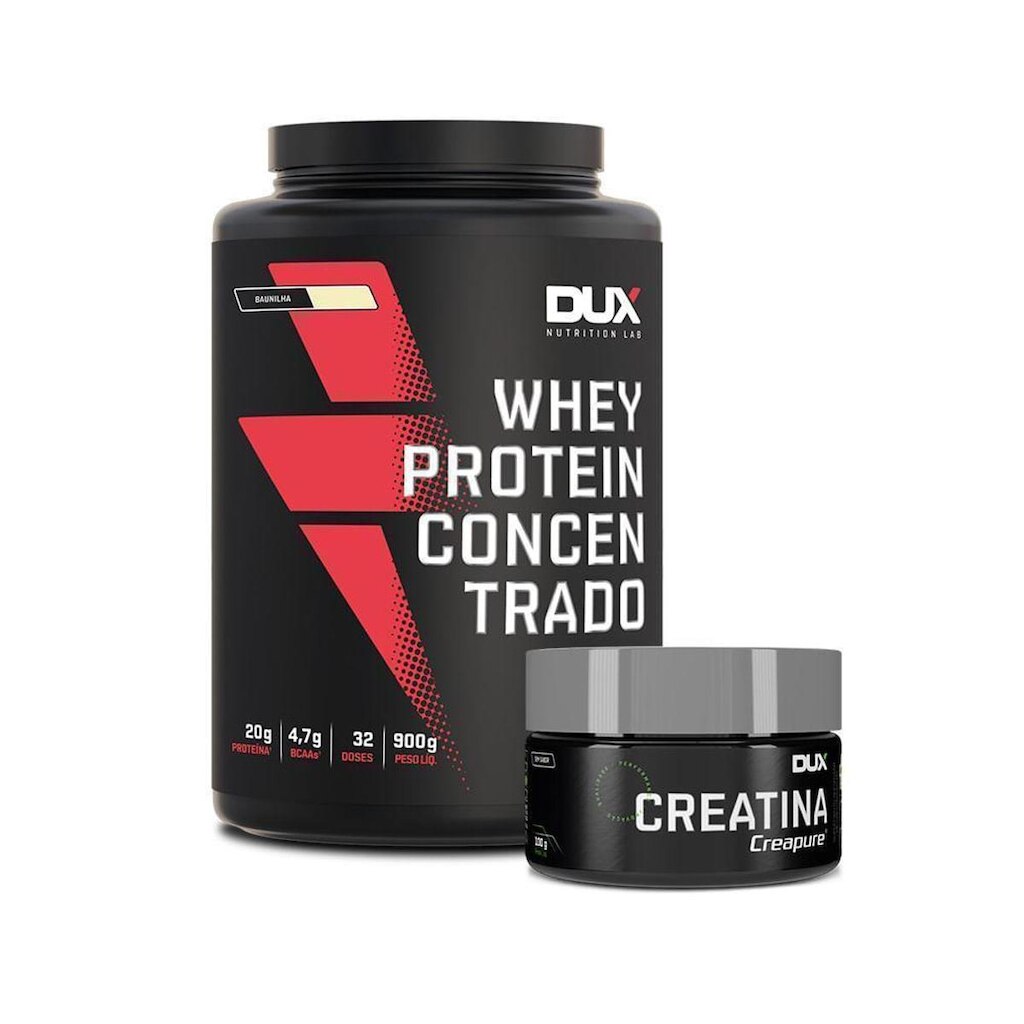 WHEY PROTEIN CONCENTRADO  900G + CREATINA 100G Morango 900g + Creatina 100g