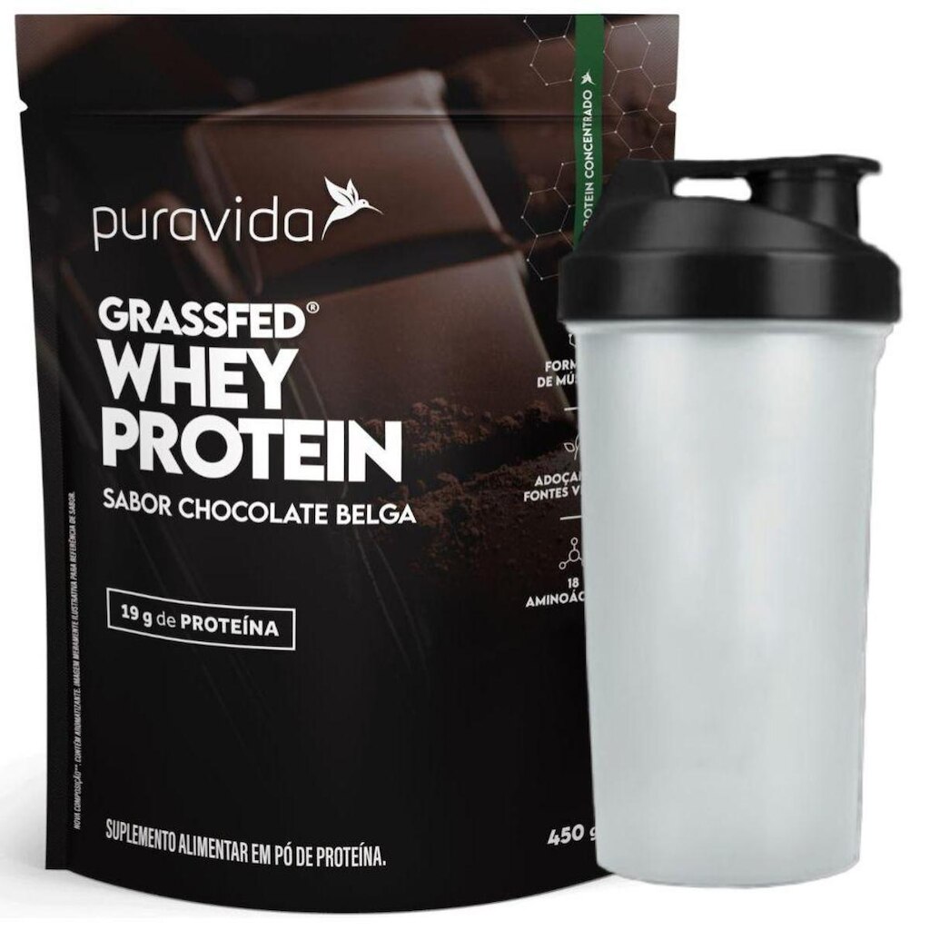 Whey Protein Concentrado Chocolate 450g Coquetelera PuraVida