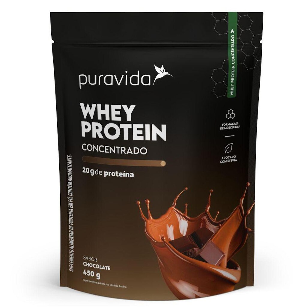 Whey Protein Concentrado Chocolate 450g - PuraVida