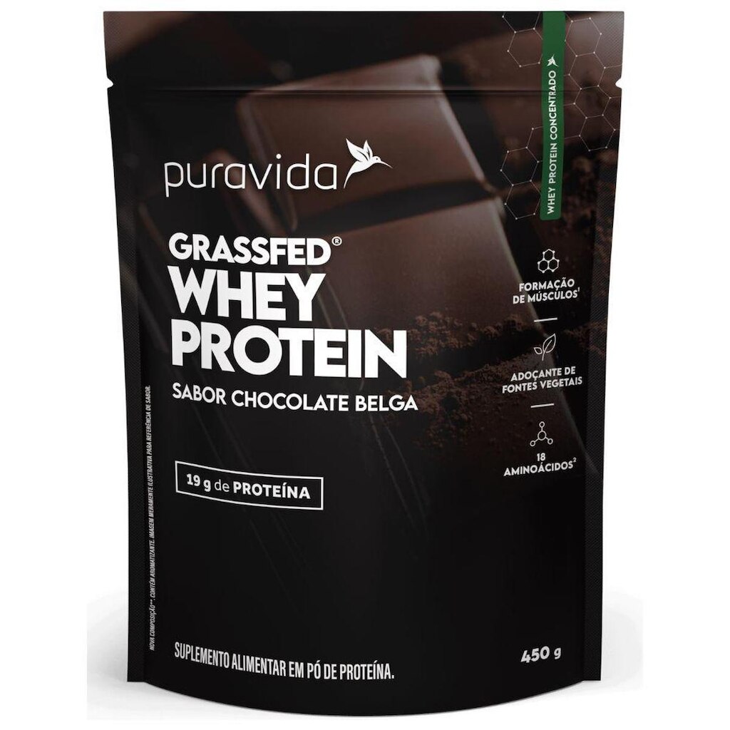 Whey Protein Concentrado Chocolate Belga 450g - PuraVida