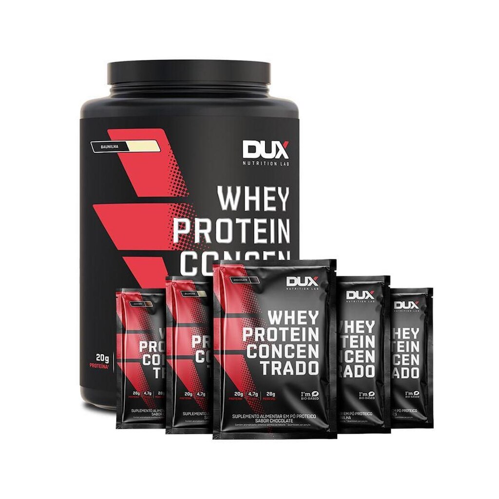 Whey Protein Concentrado Dux Nutrition 900g + 5 Sachês Vários Sabores