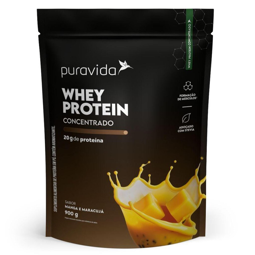 Whey Protein Concentrado Manga Maracuja 900g - PuraVida