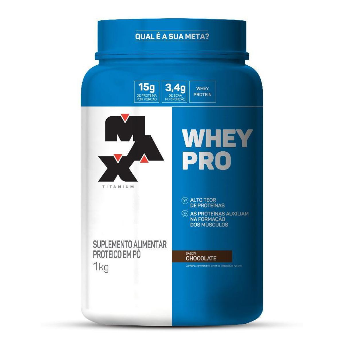 Whey Protein Concentrado Pro Chocolate 1kg Max titanum Menor preço em Whey Protein Concentrado Pro Chocolate 1kg Max titanum