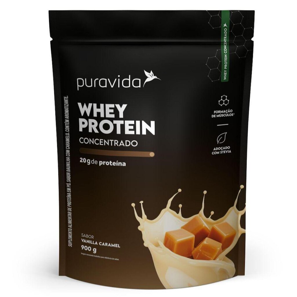 Whey Protein Concentrado Vanilla Caramel 900g - PuraVida
