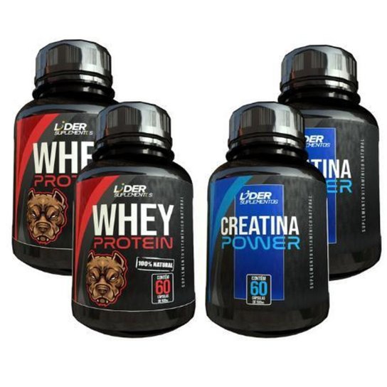 Whey Protein e Creatina Power - 60 cápsulas De 500mg kit com 4 potes Menor preço em Whey Protein e Creatina Power - 60 cápsulas De 500mg kit com 4 potes