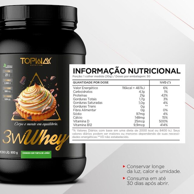 Whey Protein Gold 3W Topway 900G Concentrado Iso E Hidro