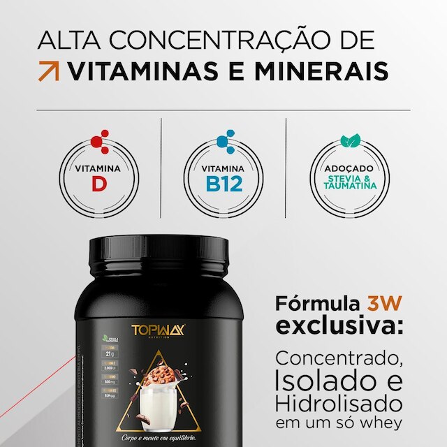 Whey Protein Gold 3W Topway 900G Concentrado Iso E Hidro
