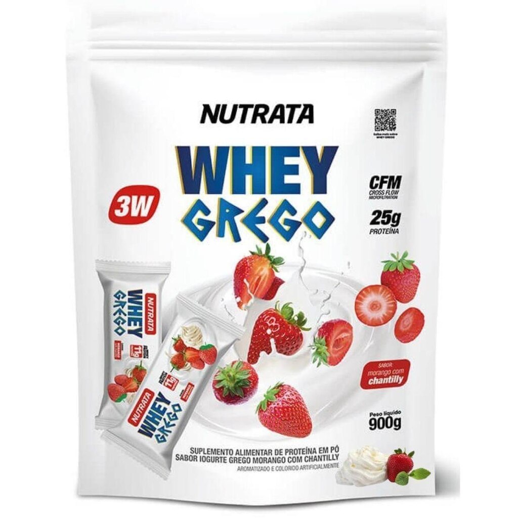 Whey Protein Grego 3W 900g Refil Nutrata Rende 22 doses