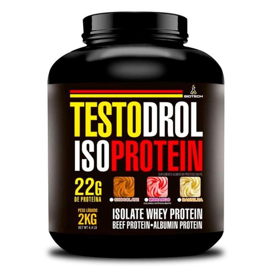 Whey Protein Iso Testodrol 100% 2Kg - Biotech Menor preço em Whey Protein Iso Testodrol 100% 2Kg - Biotech