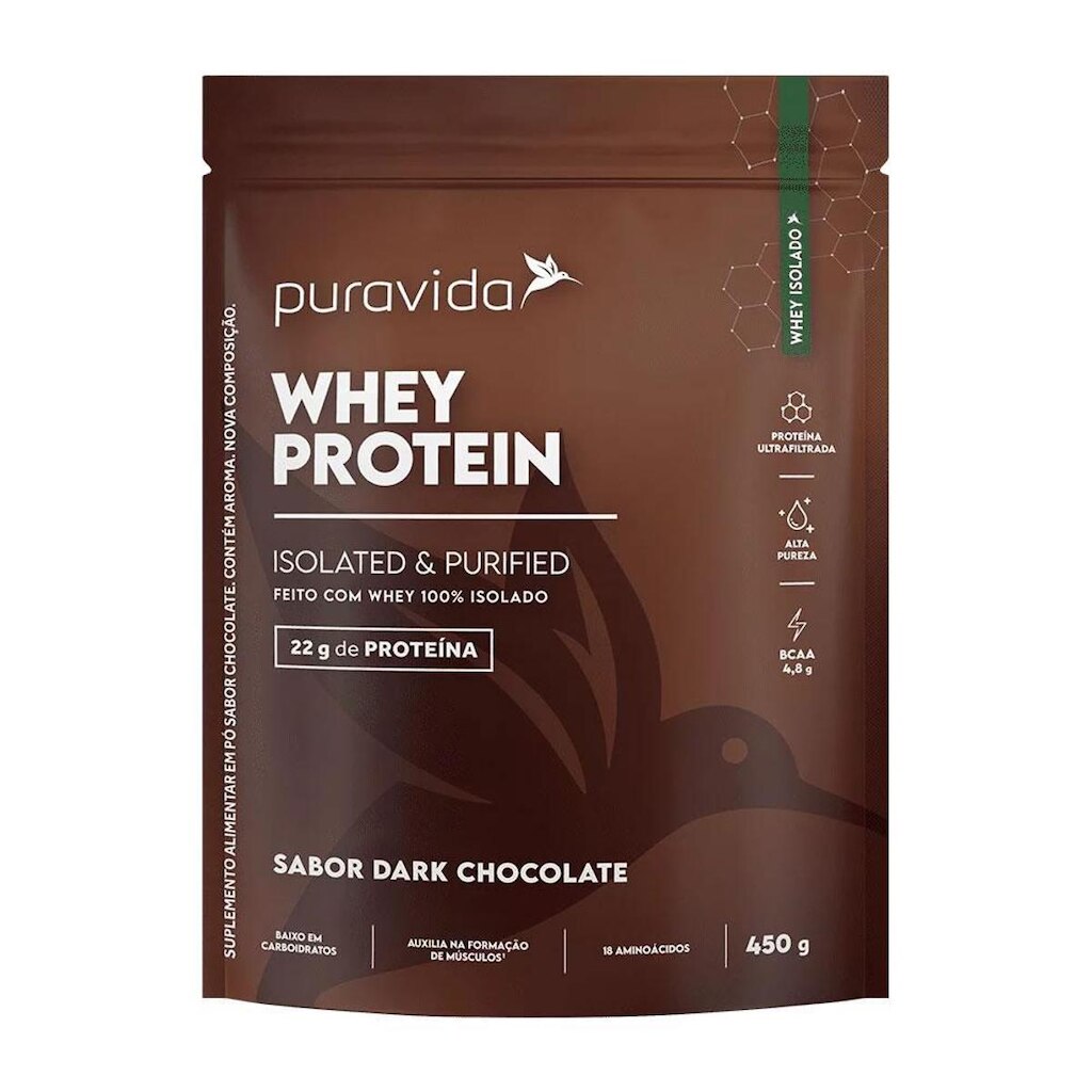 Whey Protein Isolado 450g Puravida - Dark Chocolate
