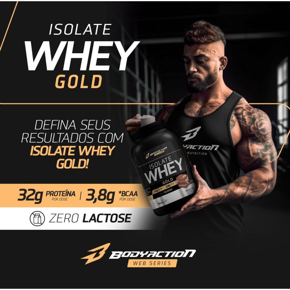 Whey Protein Isolado e Hidrolisado Zero Lactose Isolate Gold 900g