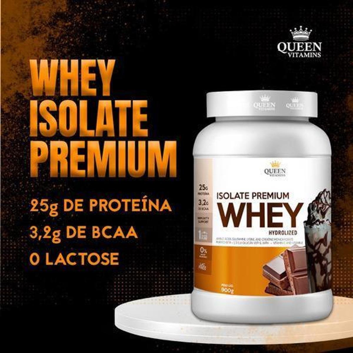 Whey Protein Isolado Importado Hidrolisado Pote 900g Queen Vitamins