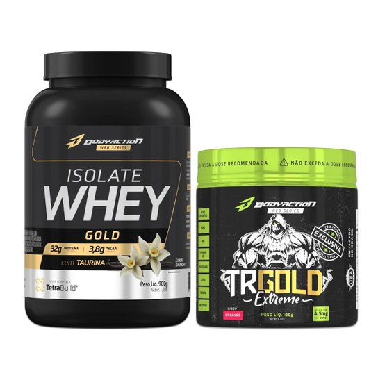 Whey Protein Isolado Isolate Gold 900g + TRGold 100g Bodyaction Menor preço em Whey Protein Isolado Isolate Gold 900g + TRGold 100g Bodyaction