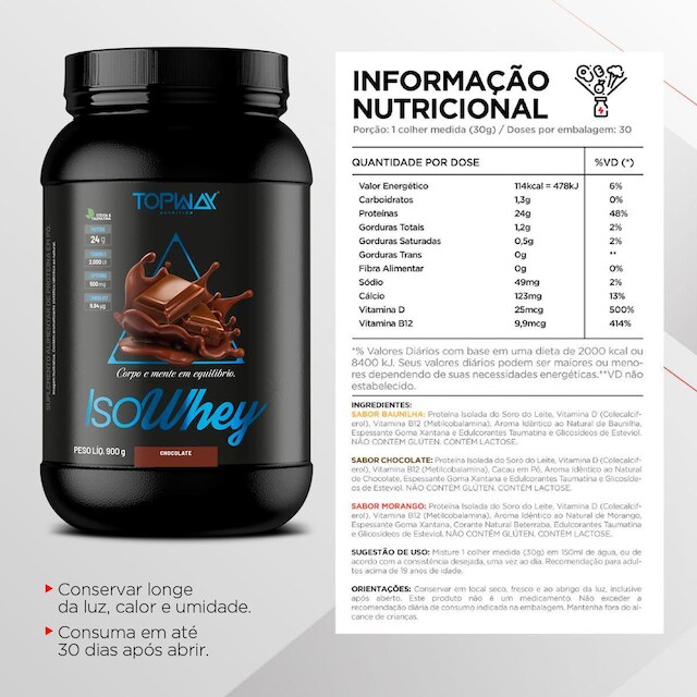 Whey Protein Isolado Pote 900G Topway Suplemento Alimentar
