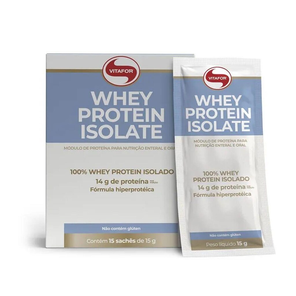 Whey Protein Isolate - 15 Sachês de 15g Sem Sabor - Vitafor