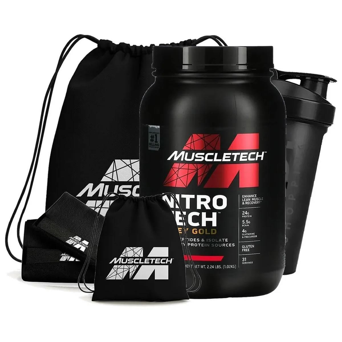 WHEY PROTEIN NITRO TECH GOLD 1KG + KIT ACADEMIA PRETO - MUSCLETECH ...