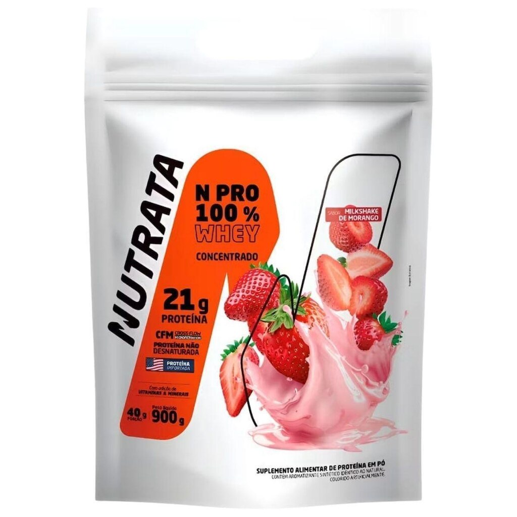 WHEY PROTEIN NPRO 100% REFIL 900G SABOR MORANGO